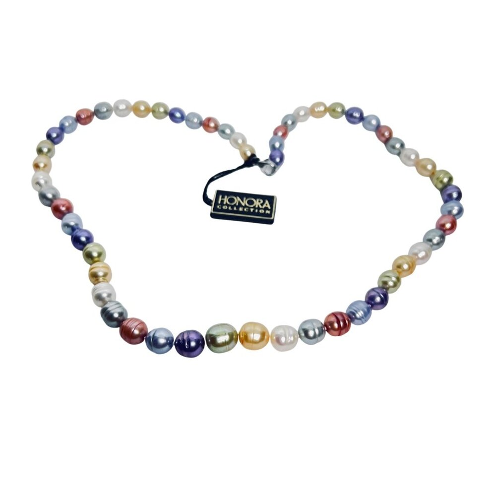 Honora Pastel Colors Graduated Freshwater Baroque Pearl Necklace (6039) - Picture 5 of 7